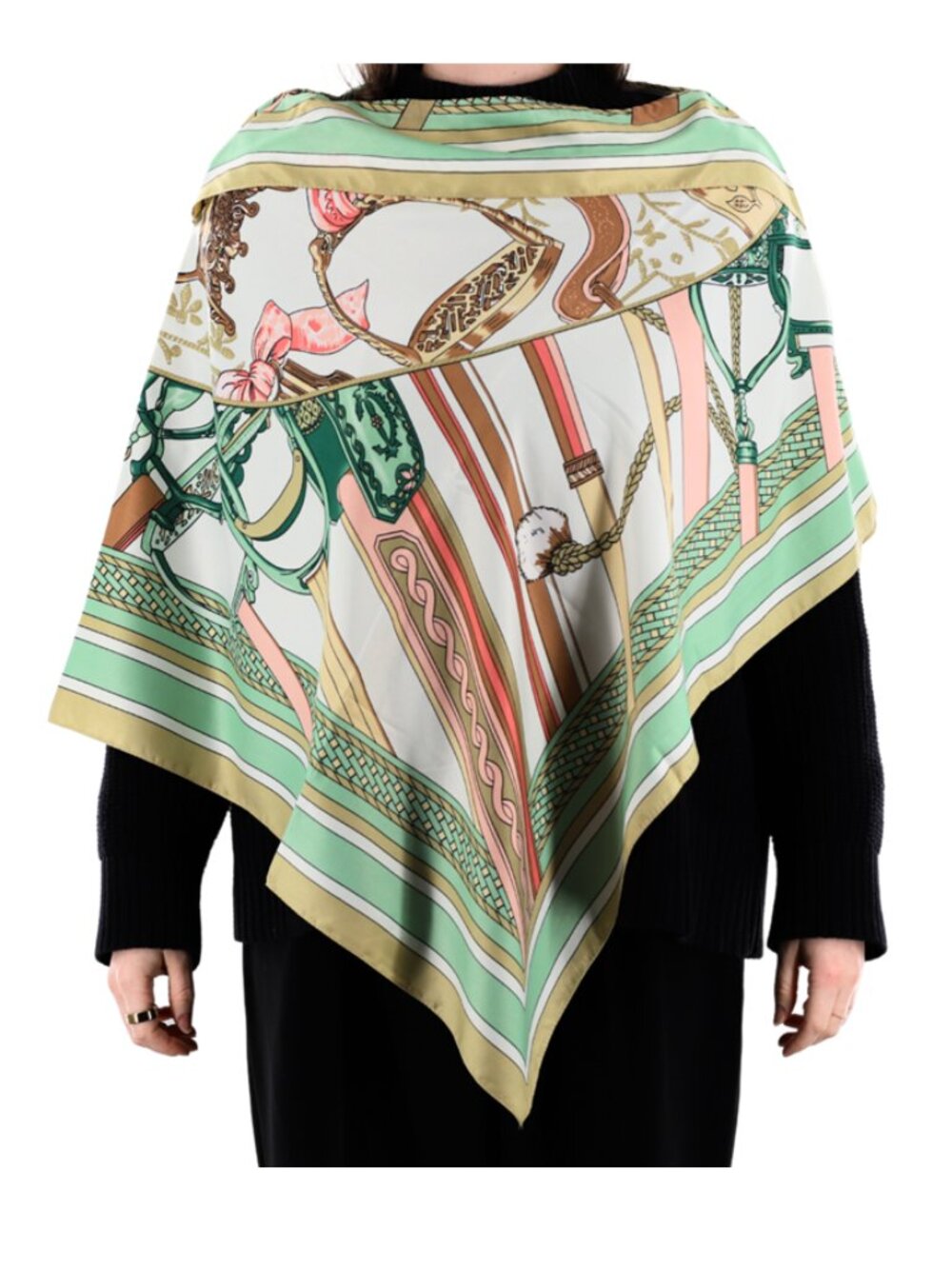 Lightweight Equestrian Print Poncho